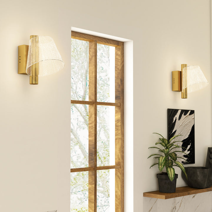 Led Wall Lamp 2 Pack, 5W Modern Indoor Starry Wall Light, Colour Temperature Adjustable 3000K/4000K/6500K, for Bedroom, Living Room, Hallway, Stairs, Gold Tone