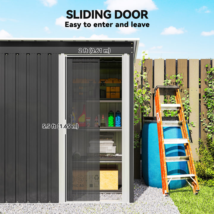 MCL 5 x 3ft Garden Storage Shed with Sliding Door and Sloped Roof Outdoor Equipment Tool, Black