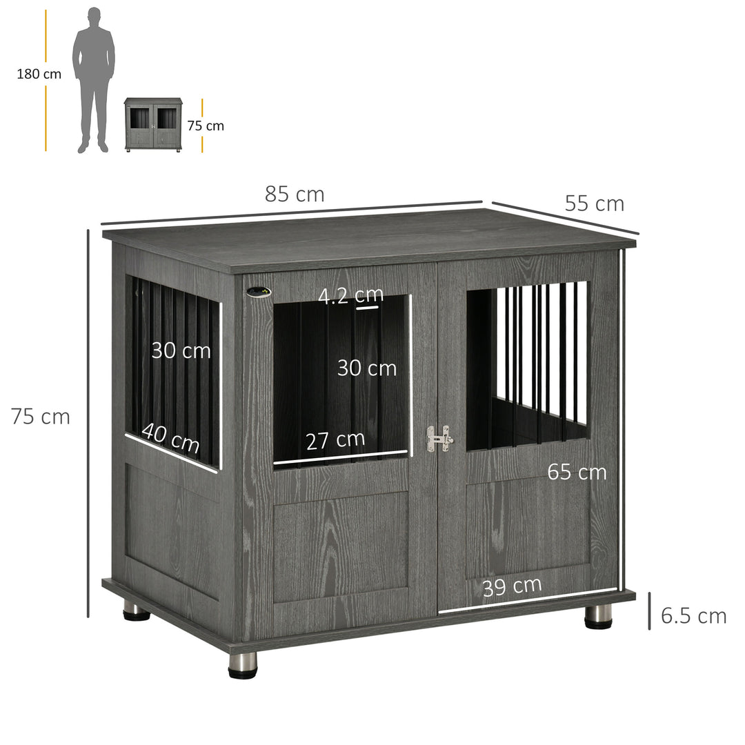 Dog Crate Table for Medium and Large Dogs with Magnetic Door for Indoor Use, 85 x 55 x 75 cm, Grey