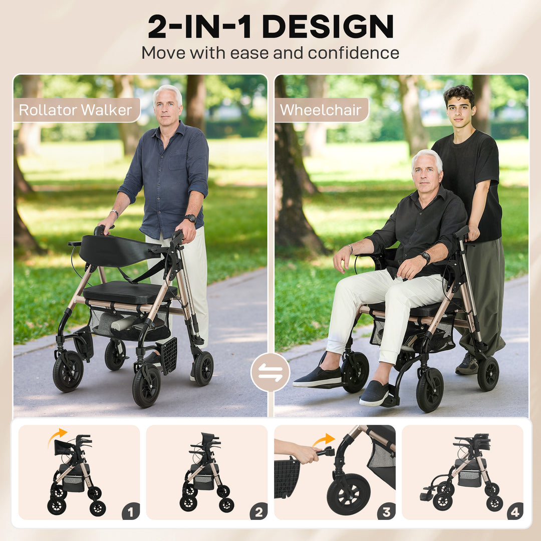 Rollator Walker Wheelchair, with Seat