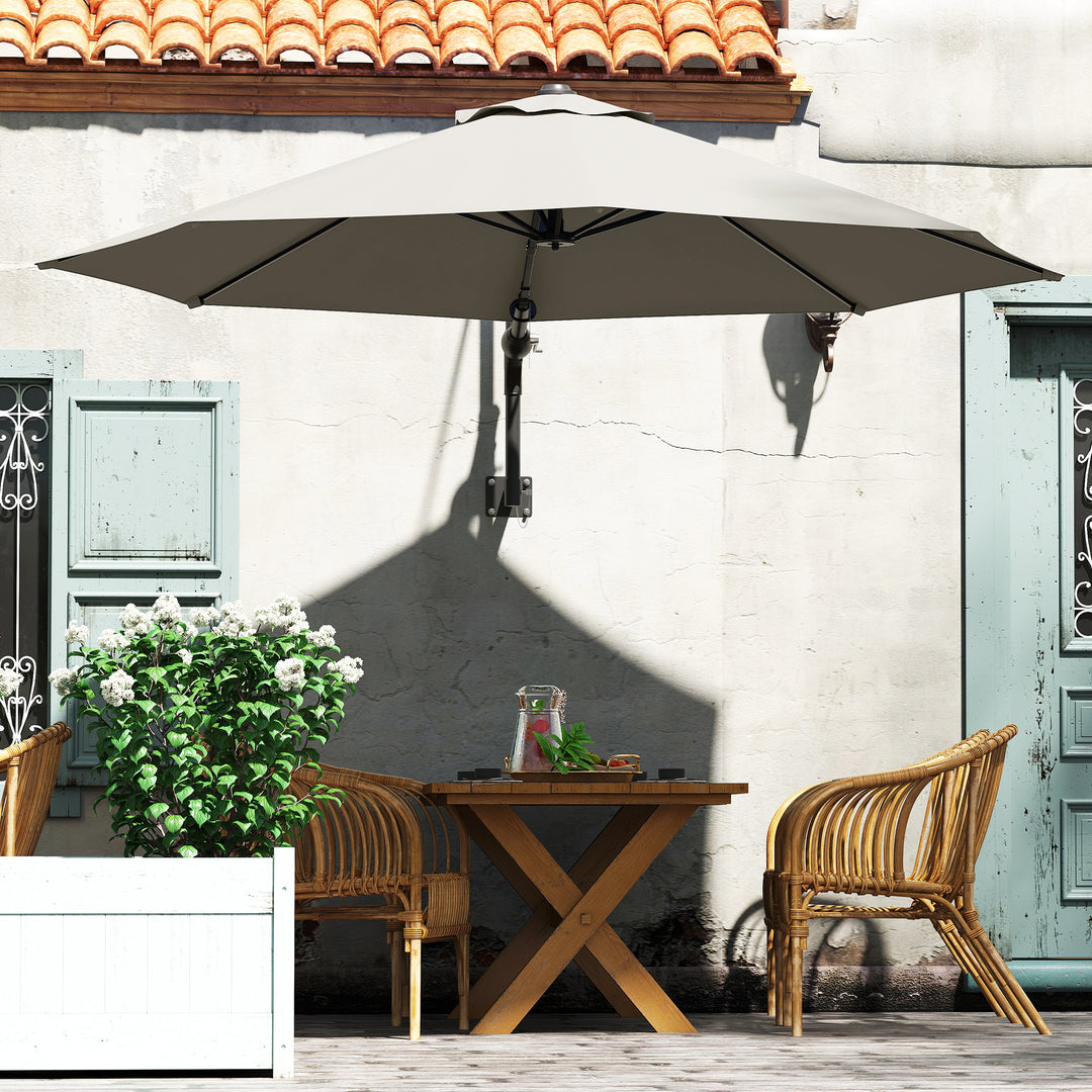3(m) Wall-Mounted Parasol Shade, with Handle - Light Grey