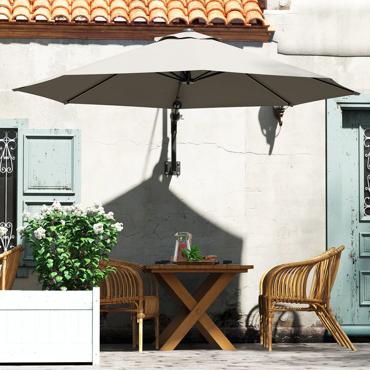 3(m) Wall-Mounted Parasol Shade, with Handle - Light Grey