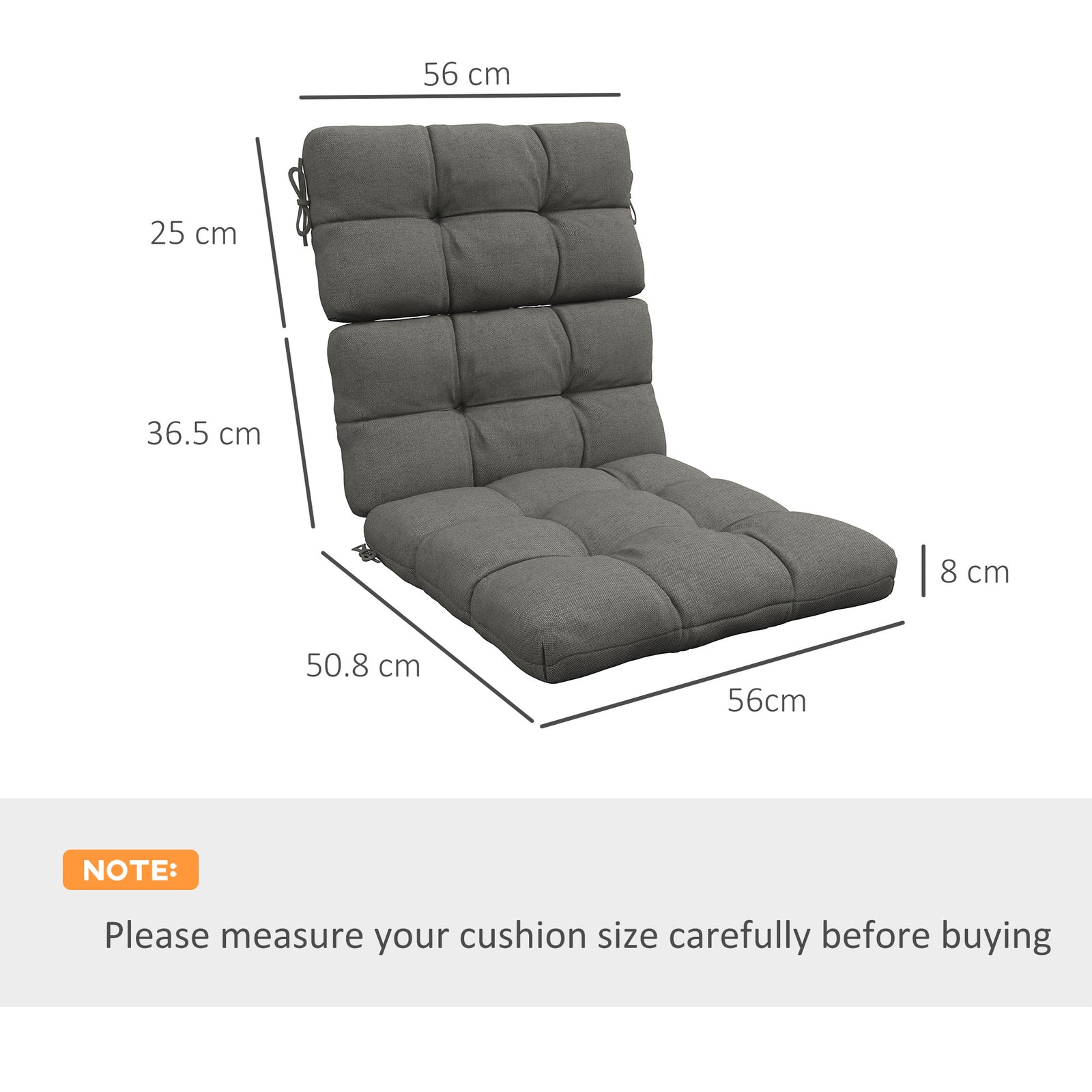 2-Piece Seat Cushion Replacement with Backrest, Garden Patio Chair Cus