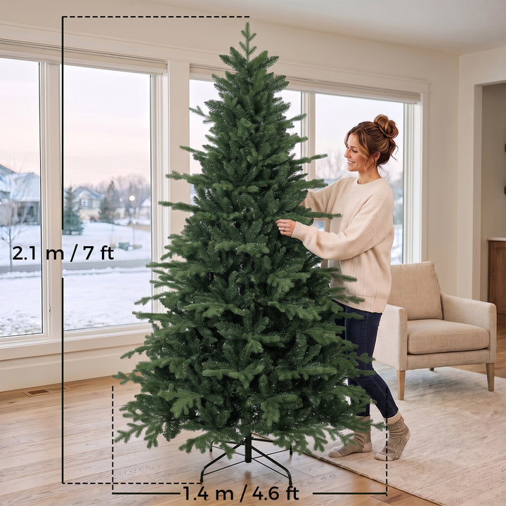 7ft Artificial Christmas Tree with 2080 Realistic Tips, Hinged Xmas - view 3