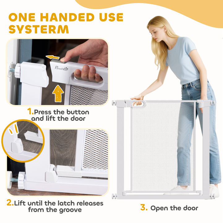 MCL Pet Safety Gate, for Doorways, Staircases, Hallways, with 75-82cm Adjustable Width - White