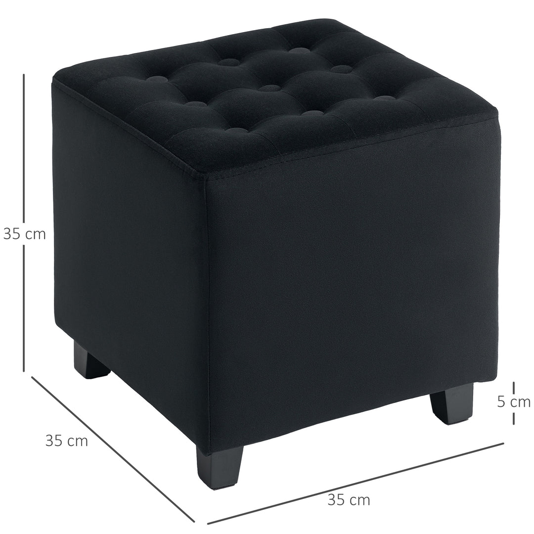 Velvet-Feel Square Ottoman - Grey