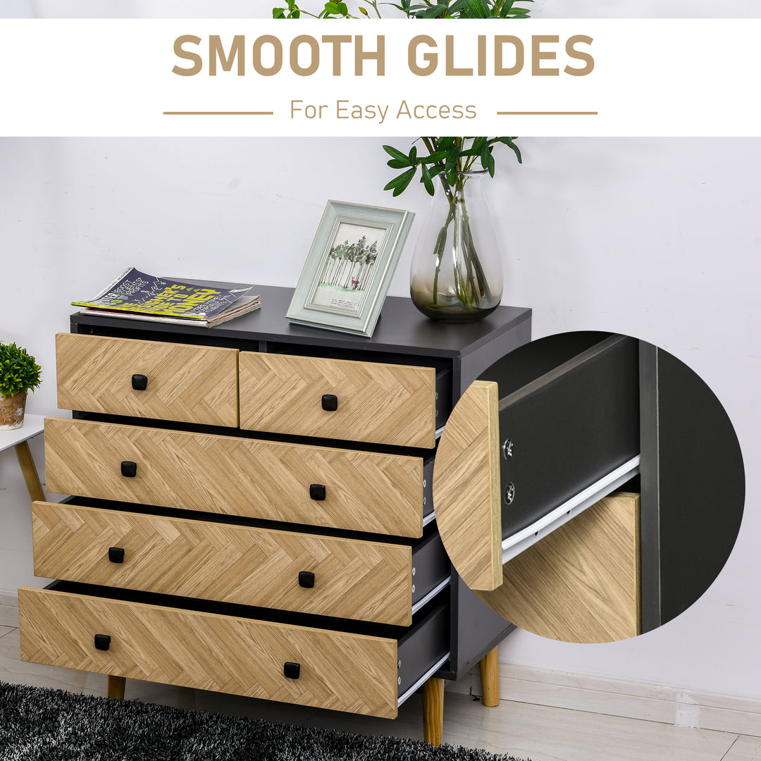 Chest of Drawers, 5 Drawer Storage Cabinet Sideboards with Metal Handles Freestanding Dresser for Bedroom, Living Room