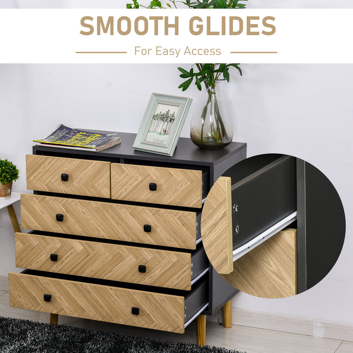 Chest of Drawers, 5 Drawer Storage Cabinet Sideboards with Metal Handles Freestanding Dresser for Bedroom, Living Room