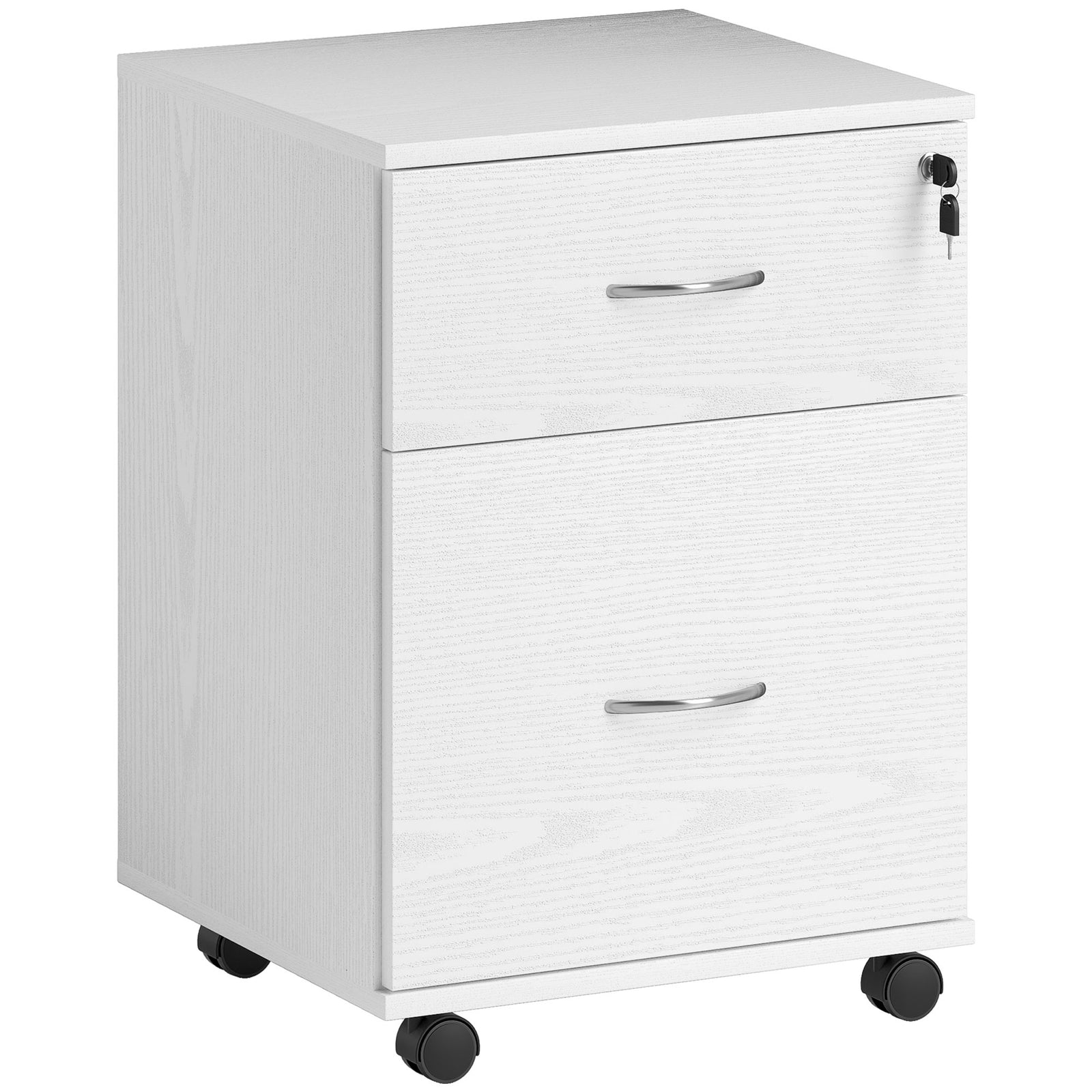 Two Drawer Lockable Filing Cabinet - White Wood Grain