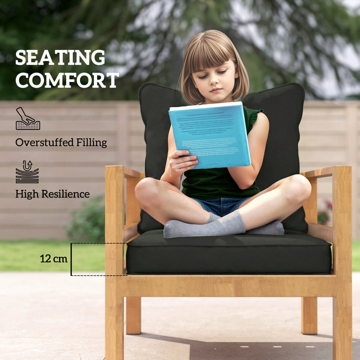 Seat and Back Padded Cushion Set, CUSHION ONLY - Black