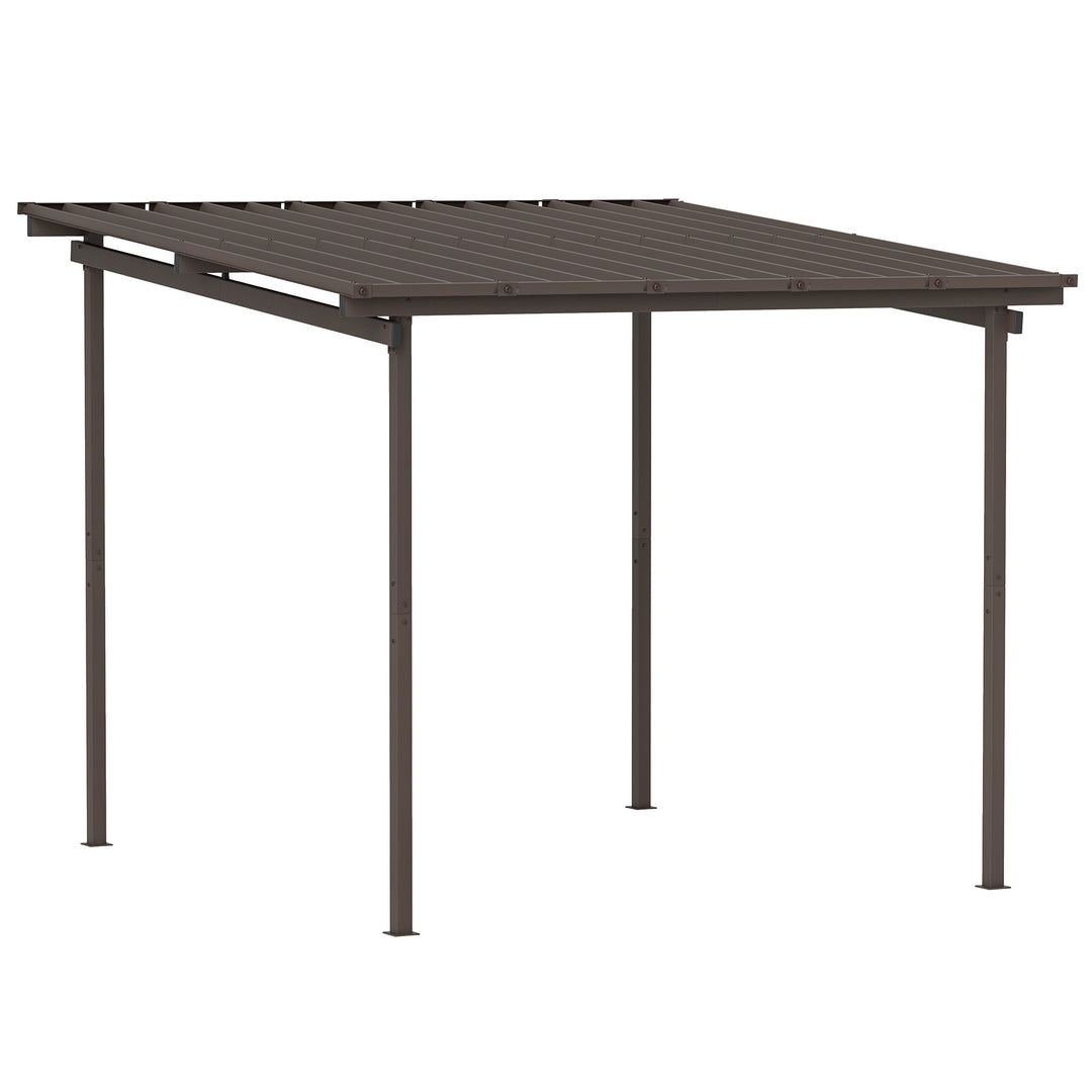 3 x 3(m) Garden Pergola with Waterproof Metal Roof, Lean to Pergola Hardtop Gazebo, Wind-resistant Outdoor Sun Shade, Easy to Assemble