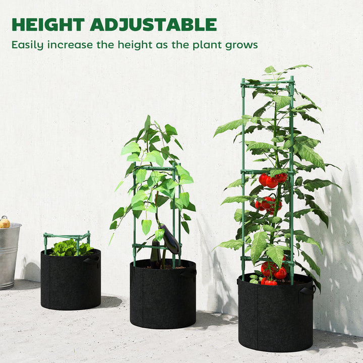 3 Packs Tomato Cages with 83.7L Grow Bags, 47.2" Adjutstable Triangle Plant Stakes Support Trellis with Planter Bags