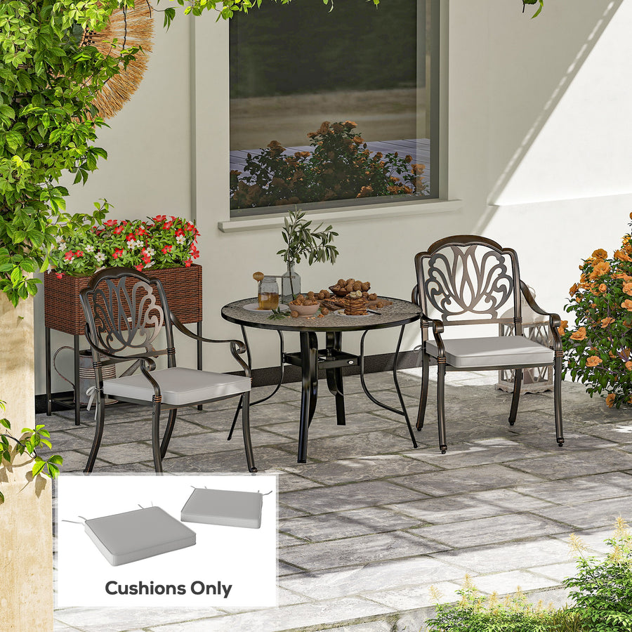 Set of Two 45 x 45cm Garden Seat Cushions - Light Grey