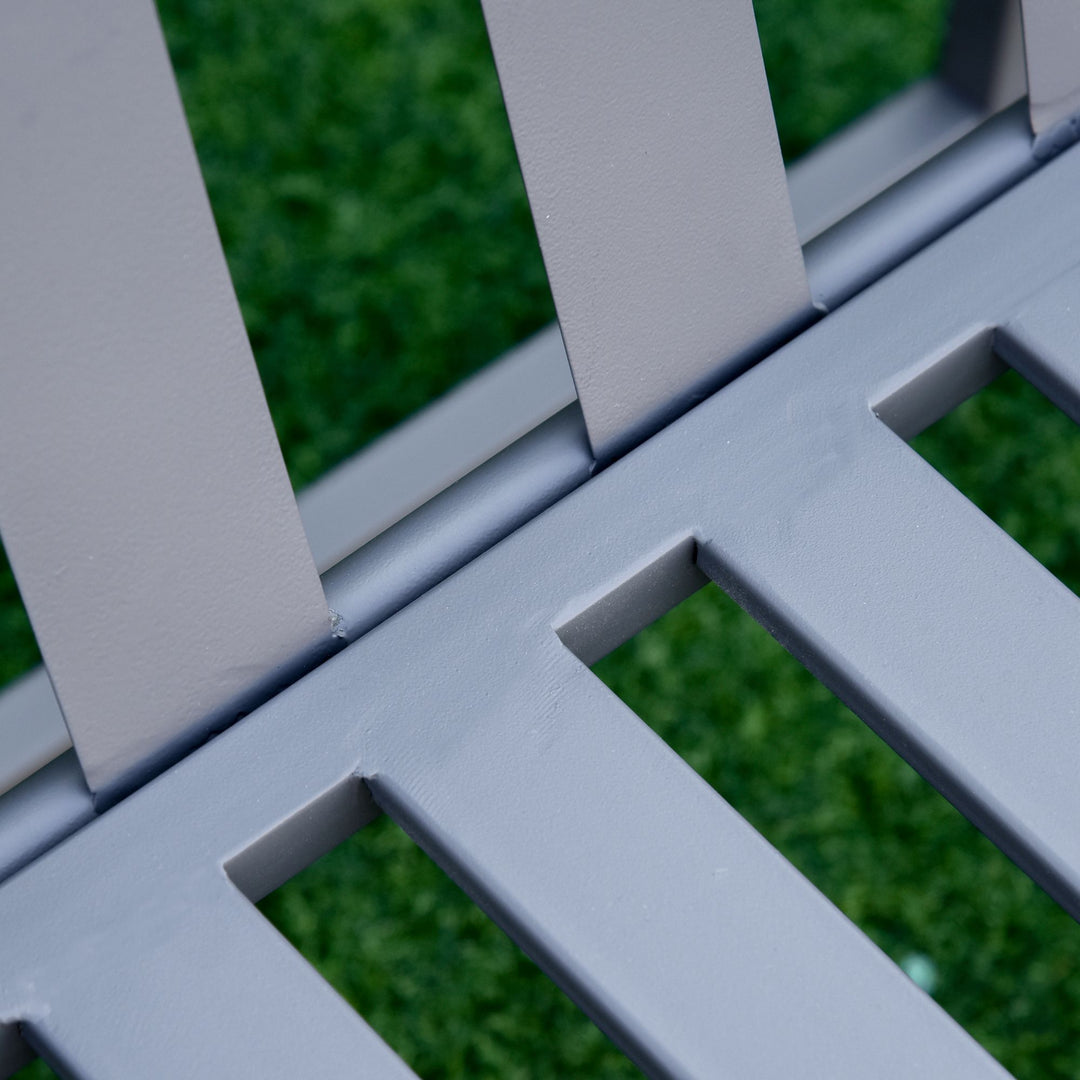 MCL Steel Patio Garden Bench Loveseats for Outdoors Park Yard Slatted Design Grey
