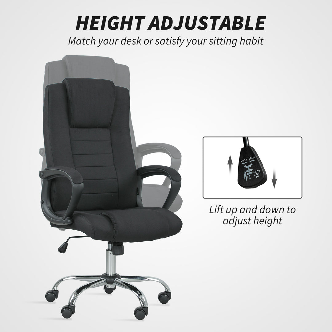 Linen-Look Swivel Office Chair - Black