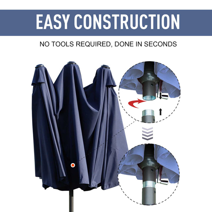 Double-side Umbrella Parasol, Φ2.7x4.6Wx2.4H m-Blue