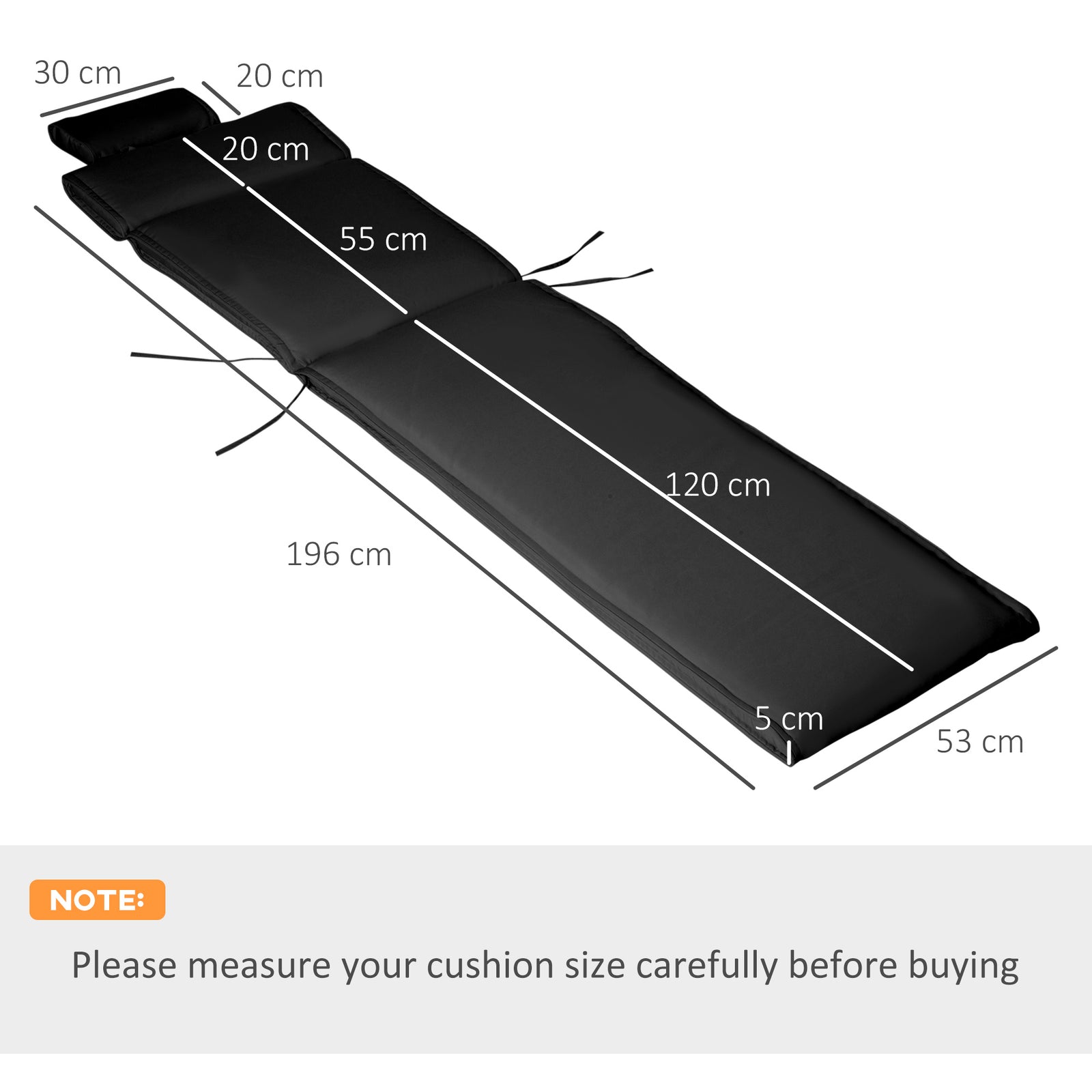 Garden Sun Lounger Cushion Replacement Soft Sunbed Reclining Chair Rel