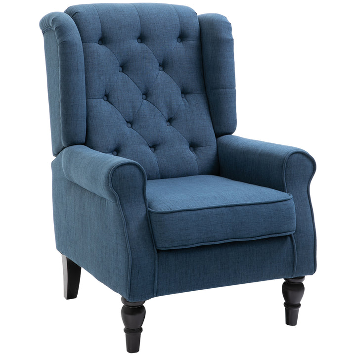 Wingback Accent Chair, HOMCOM Retro Upholstered Button Tufted Occasional Chair for Living Room and Bedroom, Blue | Aosom UK