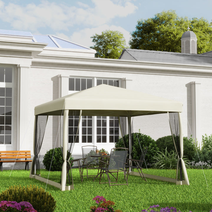 MCL 3 x 3(m) Pop Up Gazebo with 4 Mesh Sides and Carry Bag, Height Adjustable Party Canopy Tent, Portable Garden Outdoor