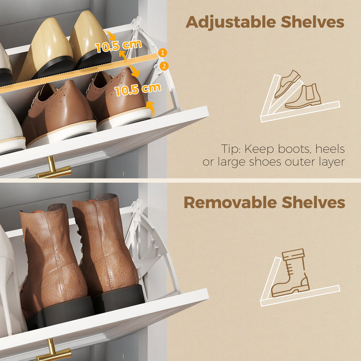 Shoe Cabinet with 3 Flip Drawers, Farmhouse Narrow Shoe Storage Cabine