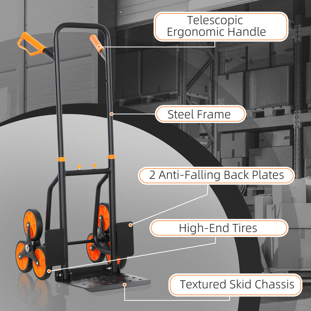 Six-Wheel Folding Sack Barrow Trolley - Black/Orange