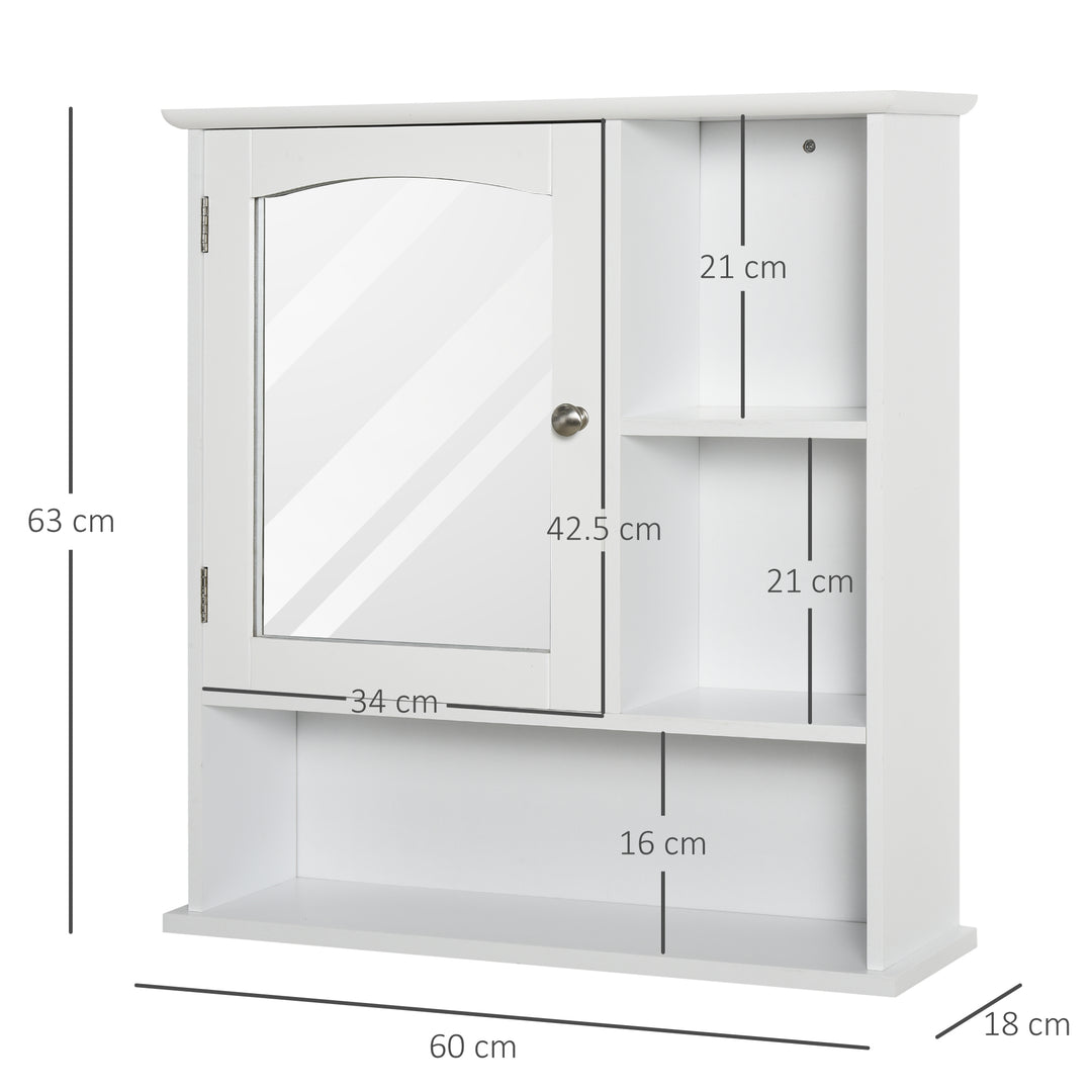 Bathroom Cabinet, Wall Mount Storage Organizer with Mirror, Adjustable Shelf for Bathroom, Kitchen, Bedroom, White