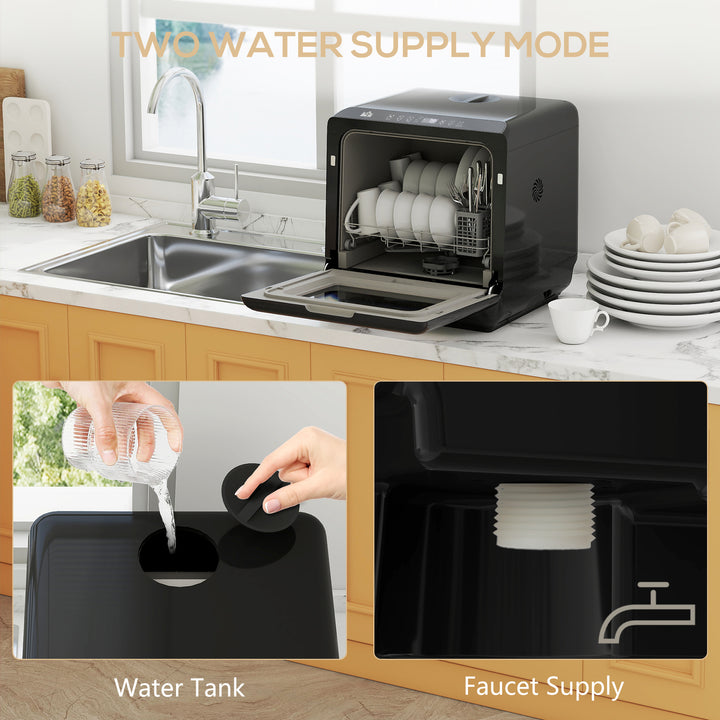 6L Five-Mode Tabletop Dishwasher - Black