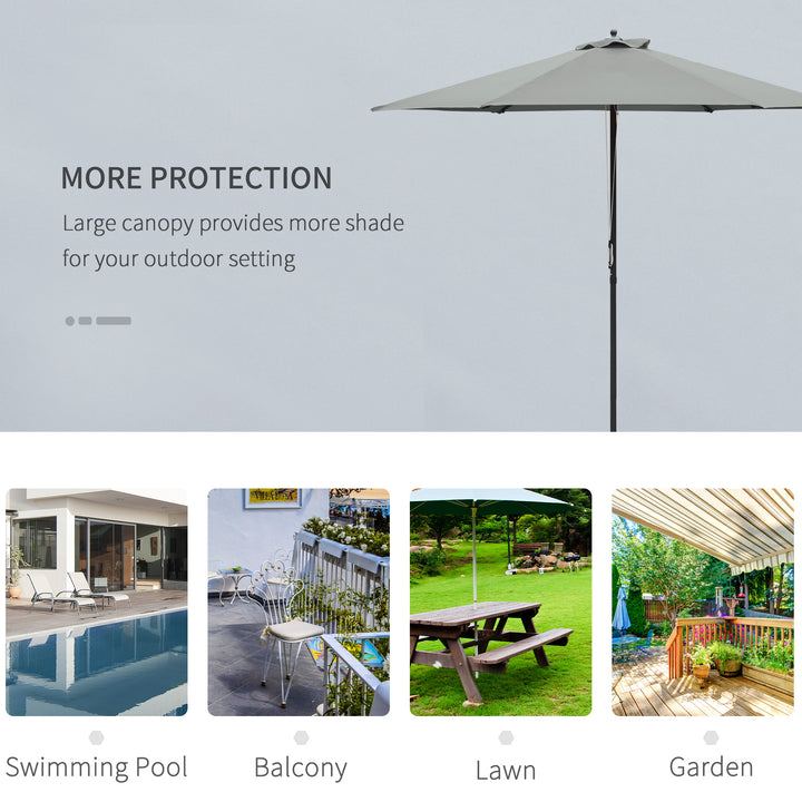 2.8m Garden Parasol Umbrella, Round Outdoor Market Table Umbrella Sun Shade Canopy, Dark Grey