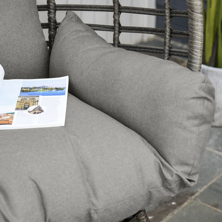 MCL Teardop PE Wicker Rattan Chair w/ Thick Cushions 4 Legs Outdoor Seat Egg Garden