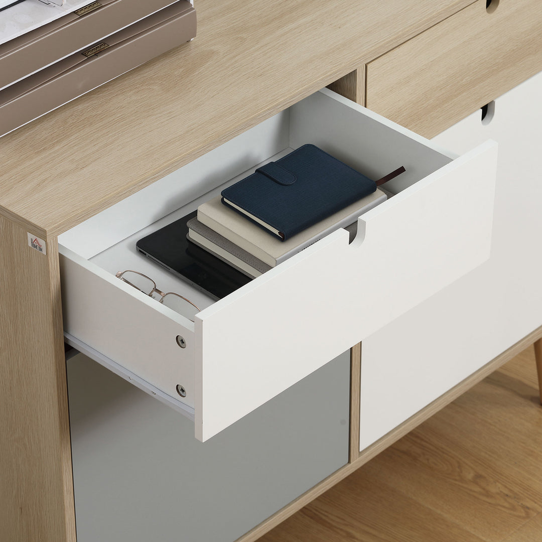 MCL Sideboard, Kitchen Storage Cabinet with Drawers and Door Cupboards for Dining Room, Living Room, Entryway,100W x 40D x 79.5Hcm, Multicoloured