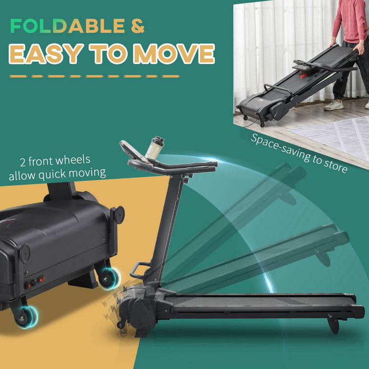 2.5HP 14Km/h Manual Incline Electric Running Machine Motorized Treadmill Folding, MP3 & USB Player, 12 Preset Programs, 5 Speed Shortcut, w/ WIDE RUNNING BELT, LCD Display, Drink Holders