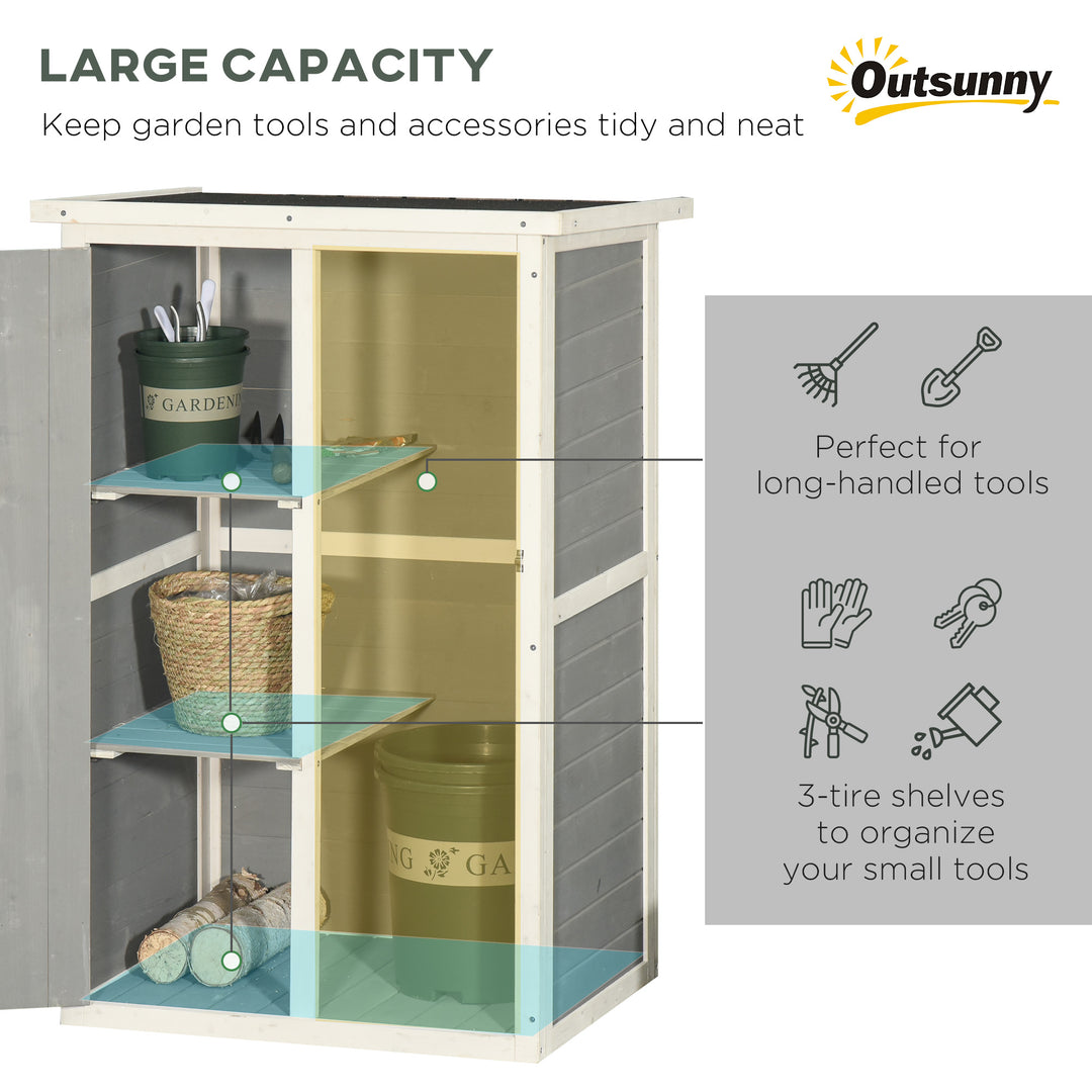 Wooden Small Shed, Garden Storage Shed with Shelves and Bolt Latch, 75L x 56W x115H cm, Grey