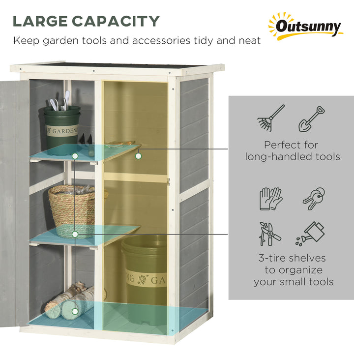 Wooden Small Shed, Garden Storage Shed with Shelves and Bolt Latch, 75L x 56W x115H cm, Grey
