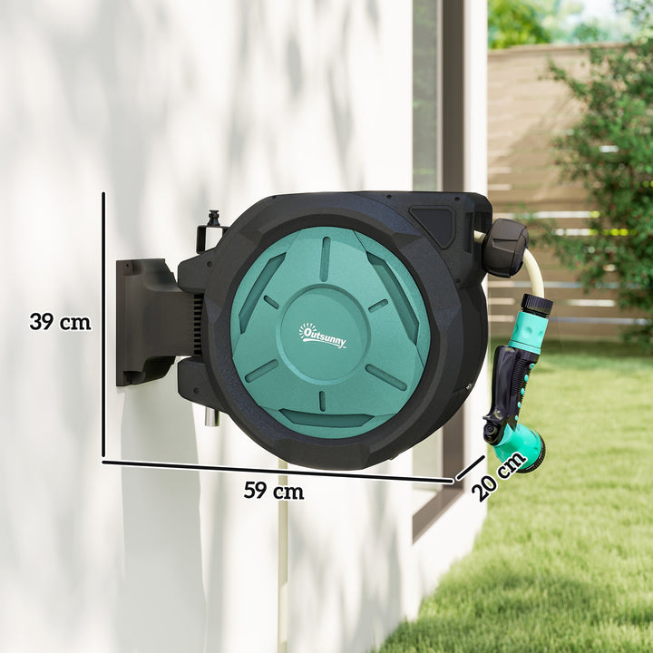 Retractable Hose Reel Wall Mounted, 20+2m Garden Hose Pipe Reel with L