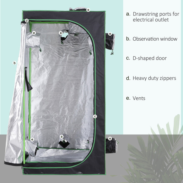 Outsunny Hydroponic Plant Grow Tent, 80L x 80W x 160Hcm-Black/Green | Aosom UK