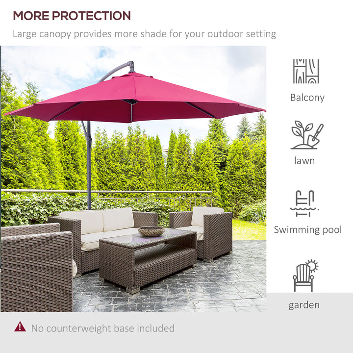 3m Water Resistant Terylene Hanging Parasol Wine Red