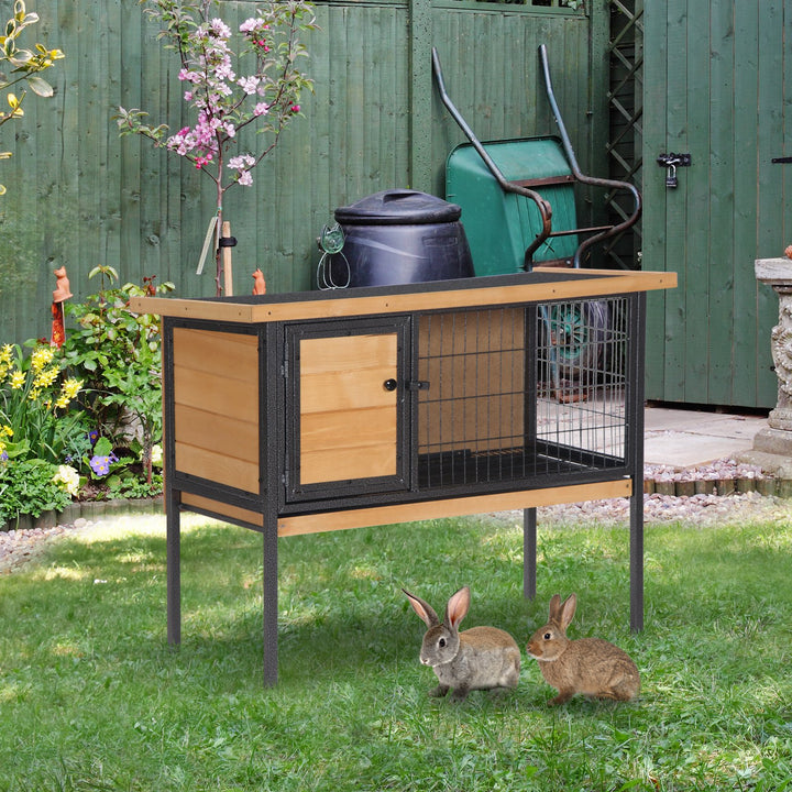 Wooden Guinea Pigs Hutches Elevated Pet House Bunny with Slide-Out Tray Outdoor Natural