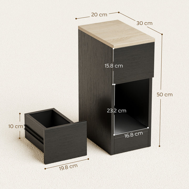 Set of Two Modern Storage Bedside Tables - Black