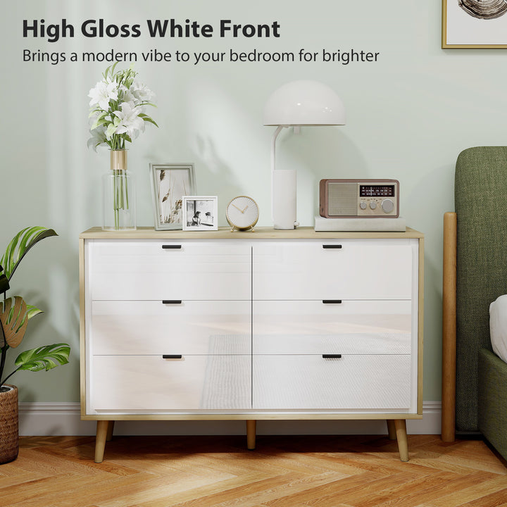 Storage Cabinet, Chest of Drawers with 6 Drawers and 5 Legs for Bedroo