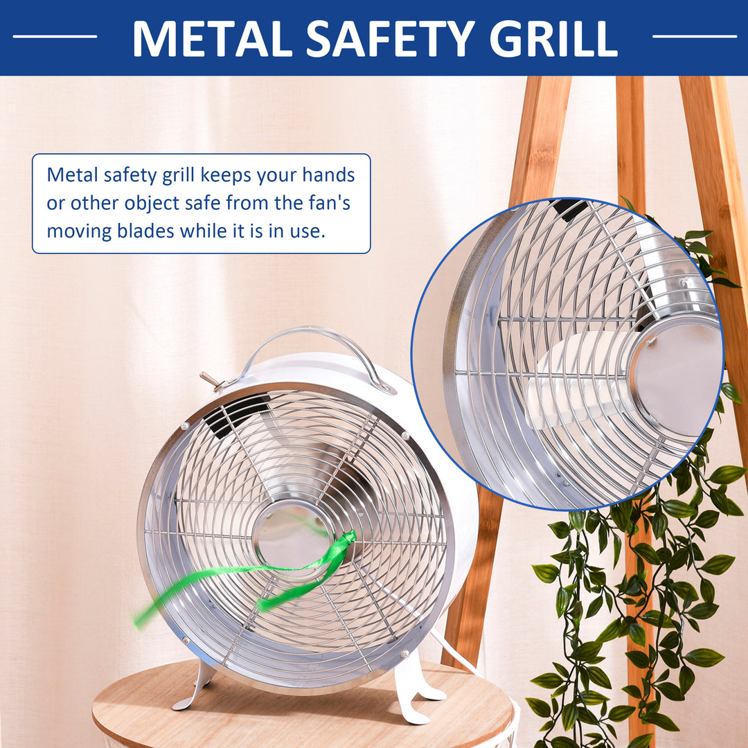 10" 2-Speed Electric Table Desk Fan w/ Safety Guard Anti-Slip Feet Portable Personal Cooling Fan Home Office Bedroom White