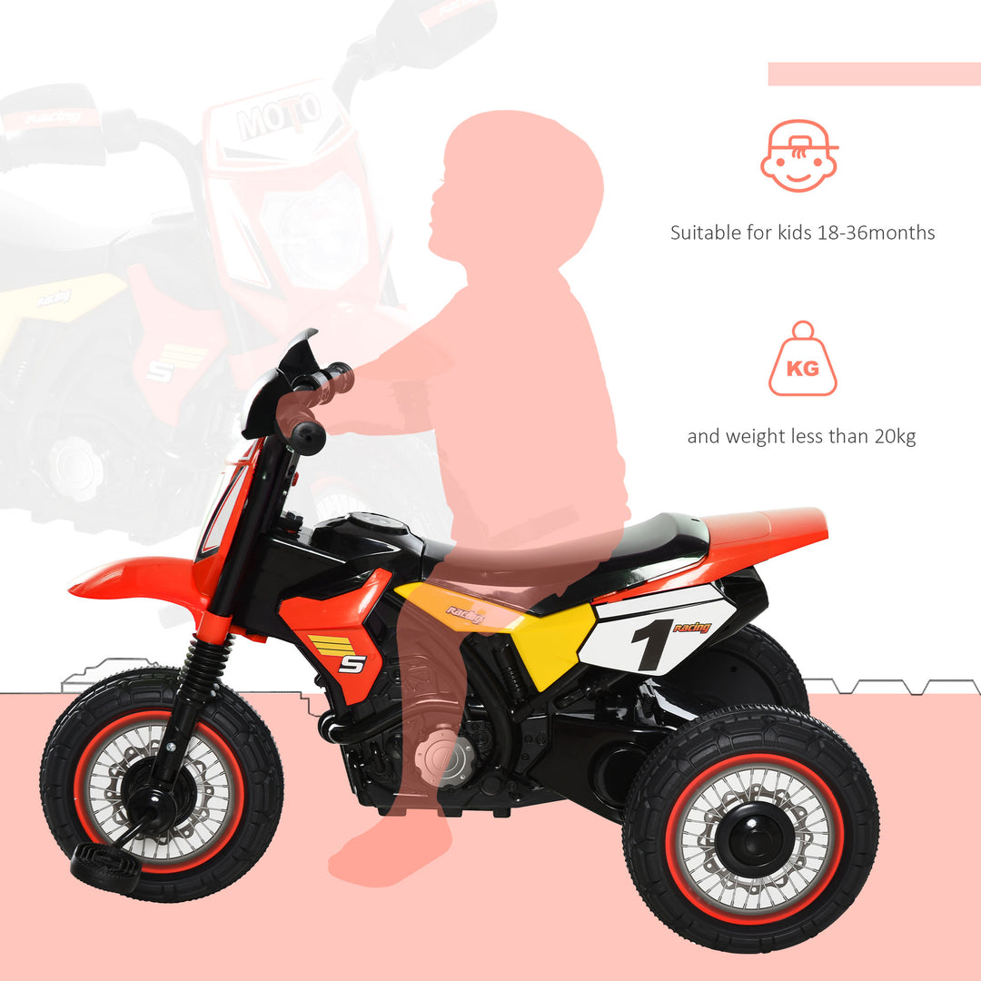 Toddler Pedal Motorcycle Kids Ride On Tricycle Early Learning w/ Music Lights Handlebar Stickers Exercise Boys Girls Gift for Kids 18 - 36 Months Red