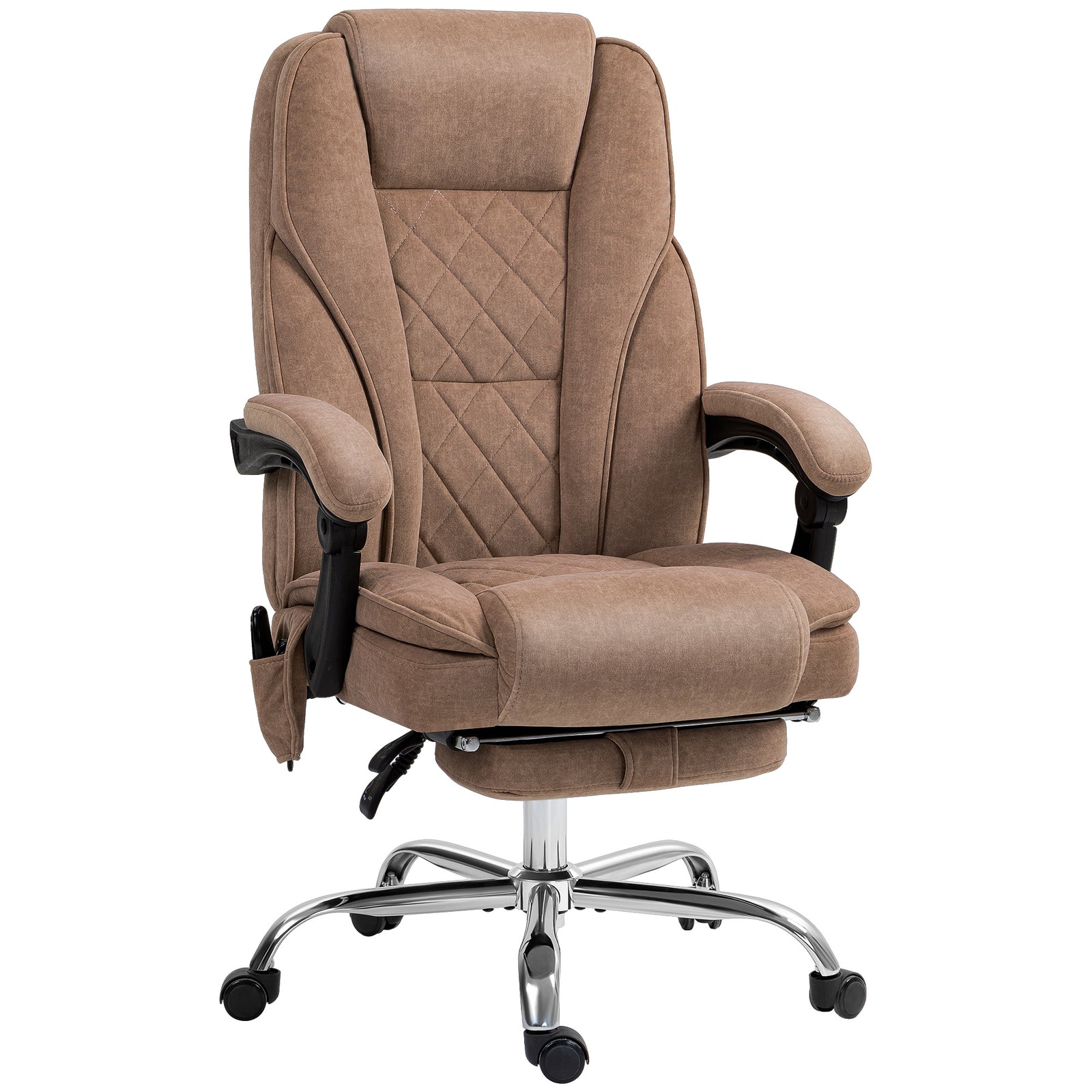 Massage Office Chair, Heated Reclining Computer Chair with Adjustable Height and Footrest, Brown