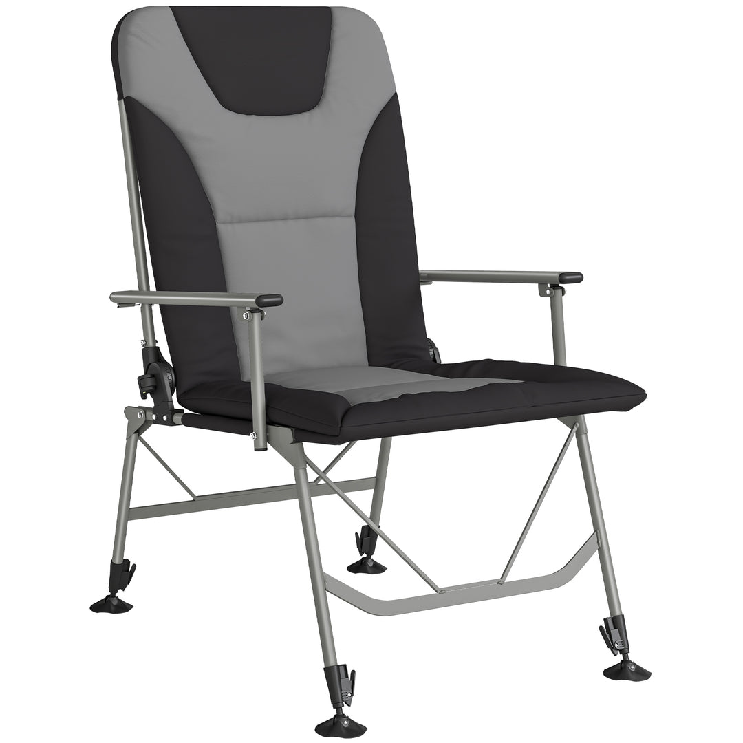 Camping Chair Padded Reclining Folding Chair with Wide Armrests for Ad