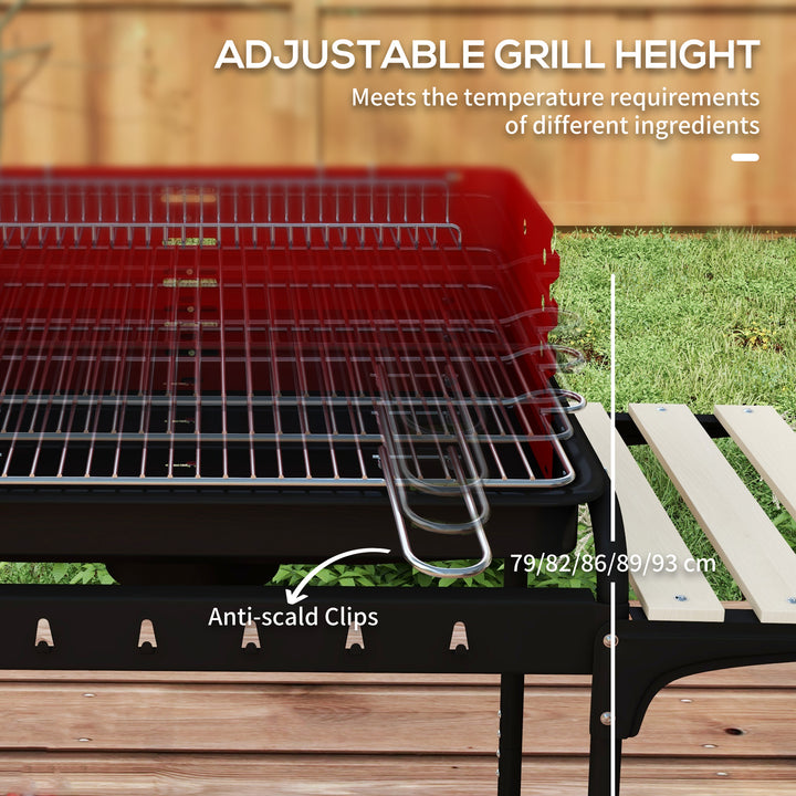 Charcoal BBQ, with Five Position Grill Grate - Red