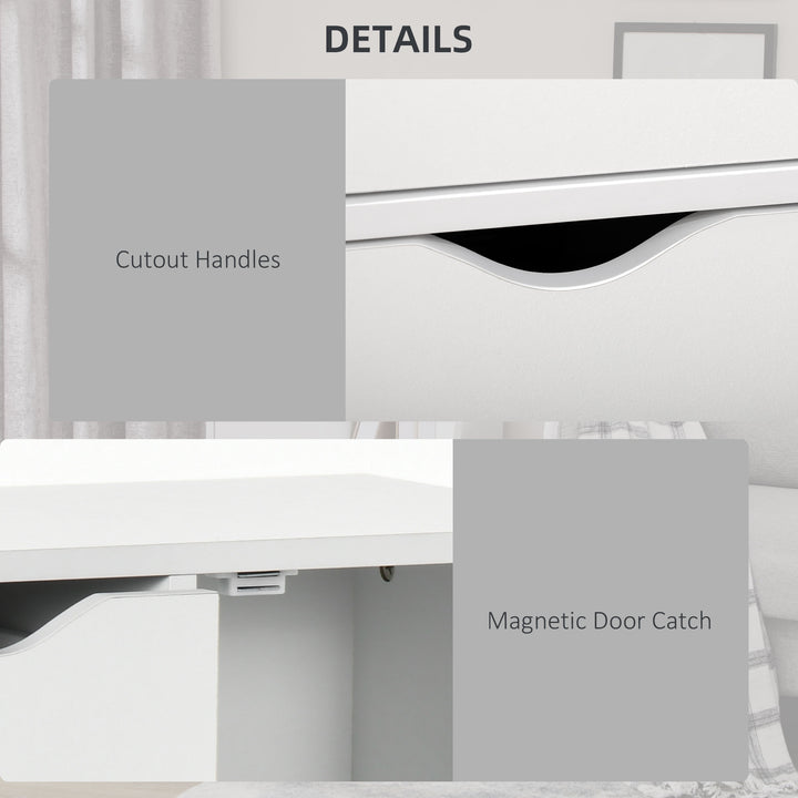 Bathroom Cabinet, Freestanding Storage Cabinet with 4 Drawers, Door Cupboard for Living Room, Kitchen, Bedroom, White