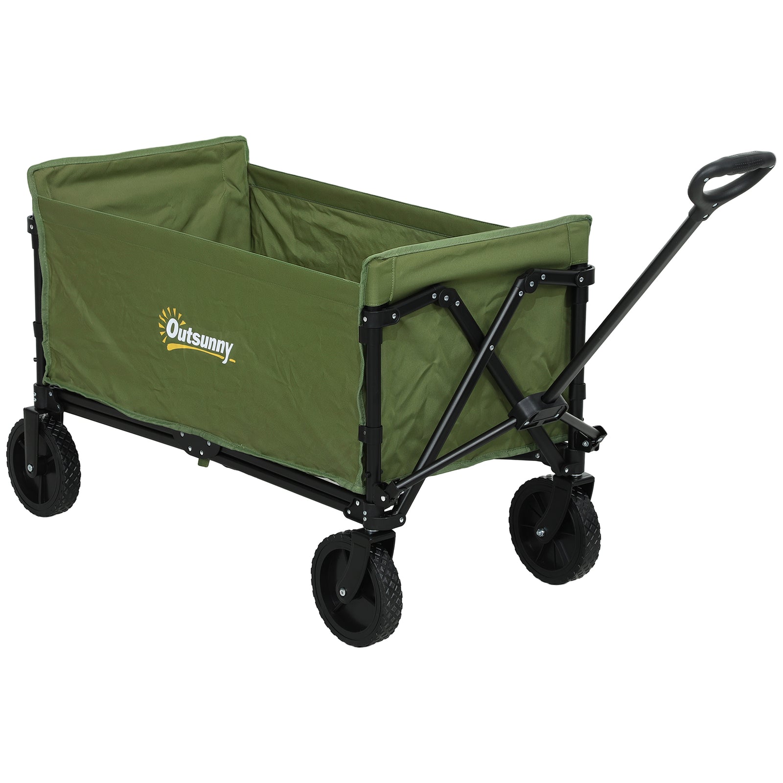 120L Festival Trolley on Wheels, Folding & Compact Camping Trolley Cart with Adjustable Handle for Garden, Beach, Fishing, Green