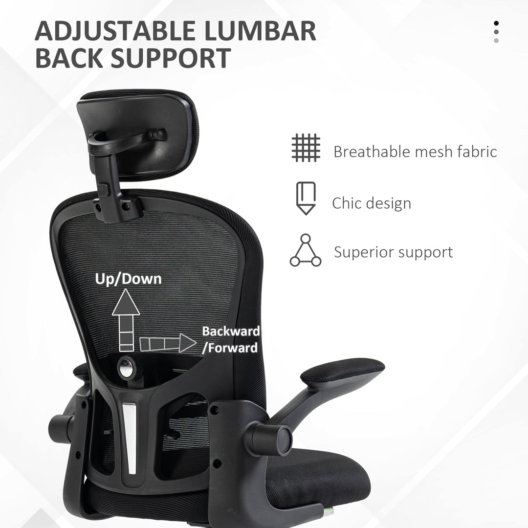 Multi-Adjustable Office Chair, with Lumbar Support, Headrest and Mesh Back - Black