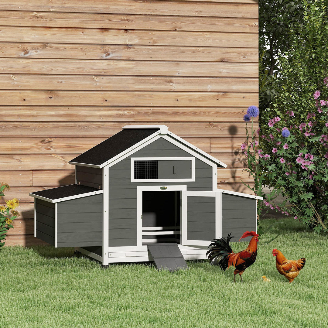 Chicken Coop, Wooden Outdoor Hen House with Nesting Box, Openable Wate