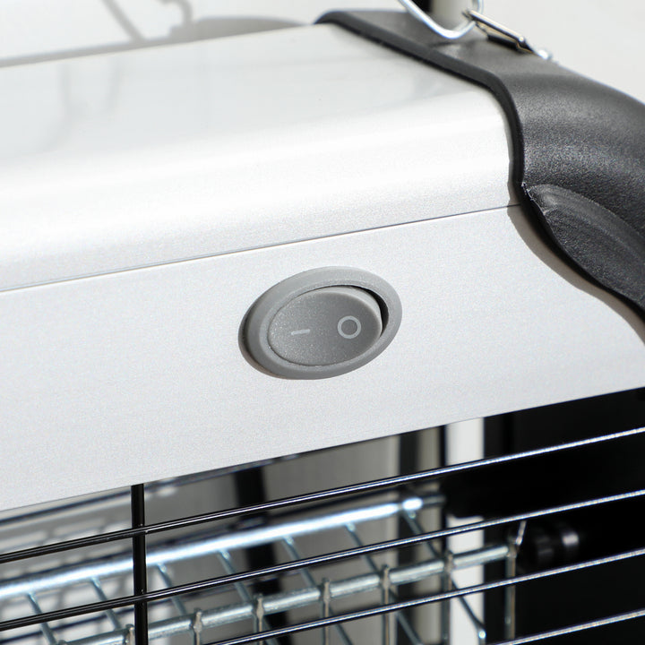 30W Electric Fly Zapper, Bug Zapper with UK Plug, 2 UV Bulbs, Hanging Chain, On/Off Switch and Removable Catch Tray, 60㎡ Coverage Insect Mosquito Killer for Indoor and Outdoor Use, Silver