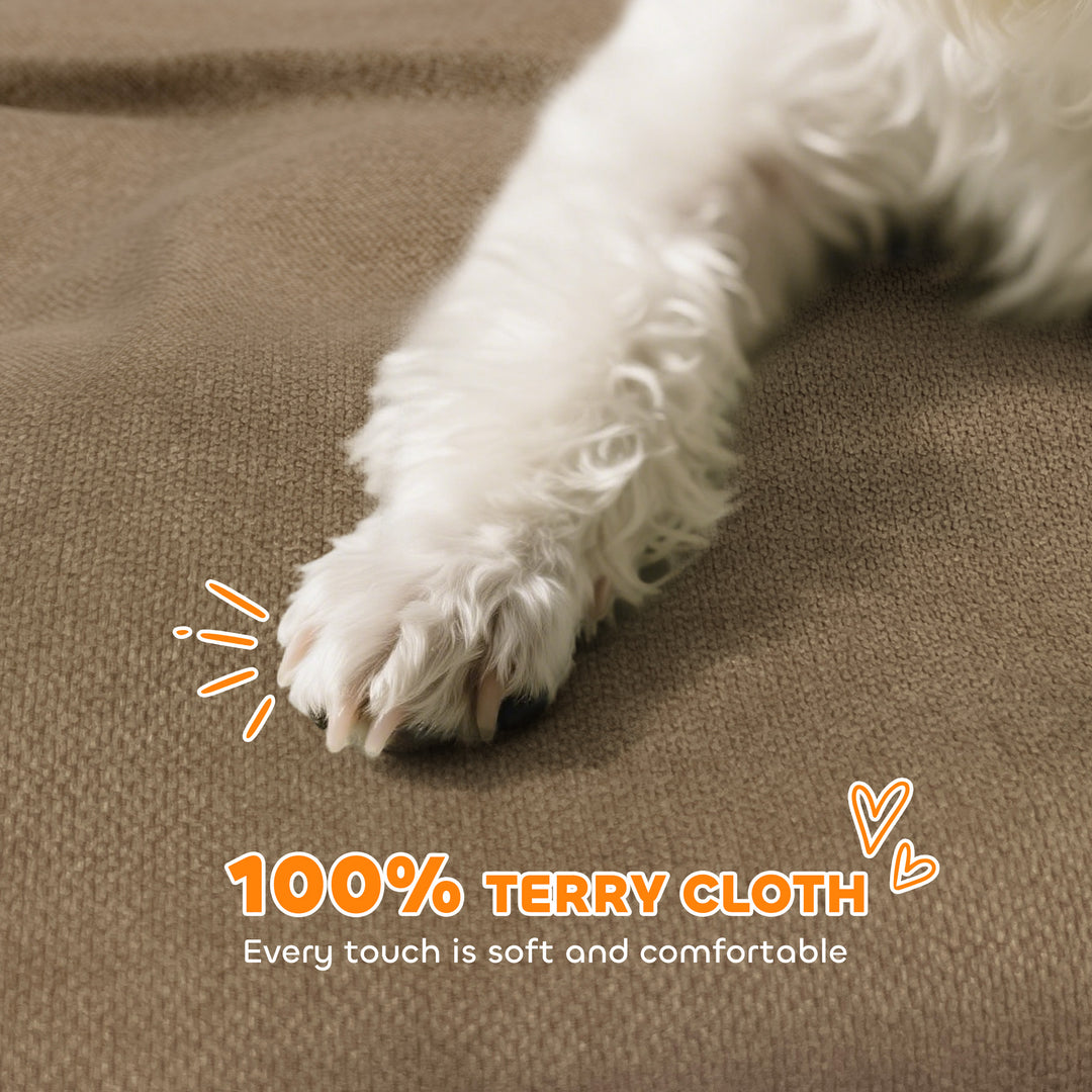 Elevated Dog Sofa Bed, Breathable Pet Sofa with Backrest and Armrest for Small Dogs, Brown